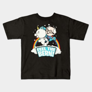 Bernie Sanders Feel The Burn Unicorn Rainbow Cartoon Kids T-Shirt